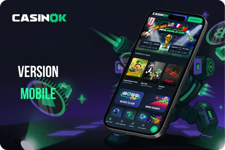 Interface mobile de CasinOK casino app dans le navigateur — accès sans téléchargement sur iOS et Android